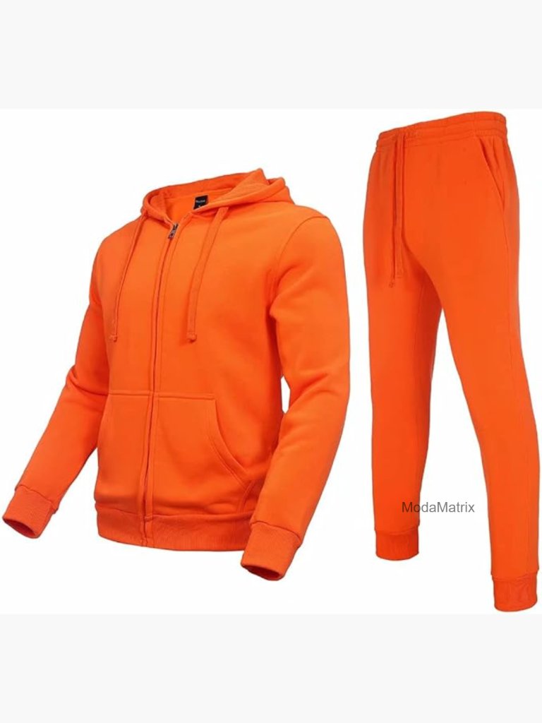 Full-Zip Hoodie Jogger Set Thick Fleece Tracksuit 2 Piece